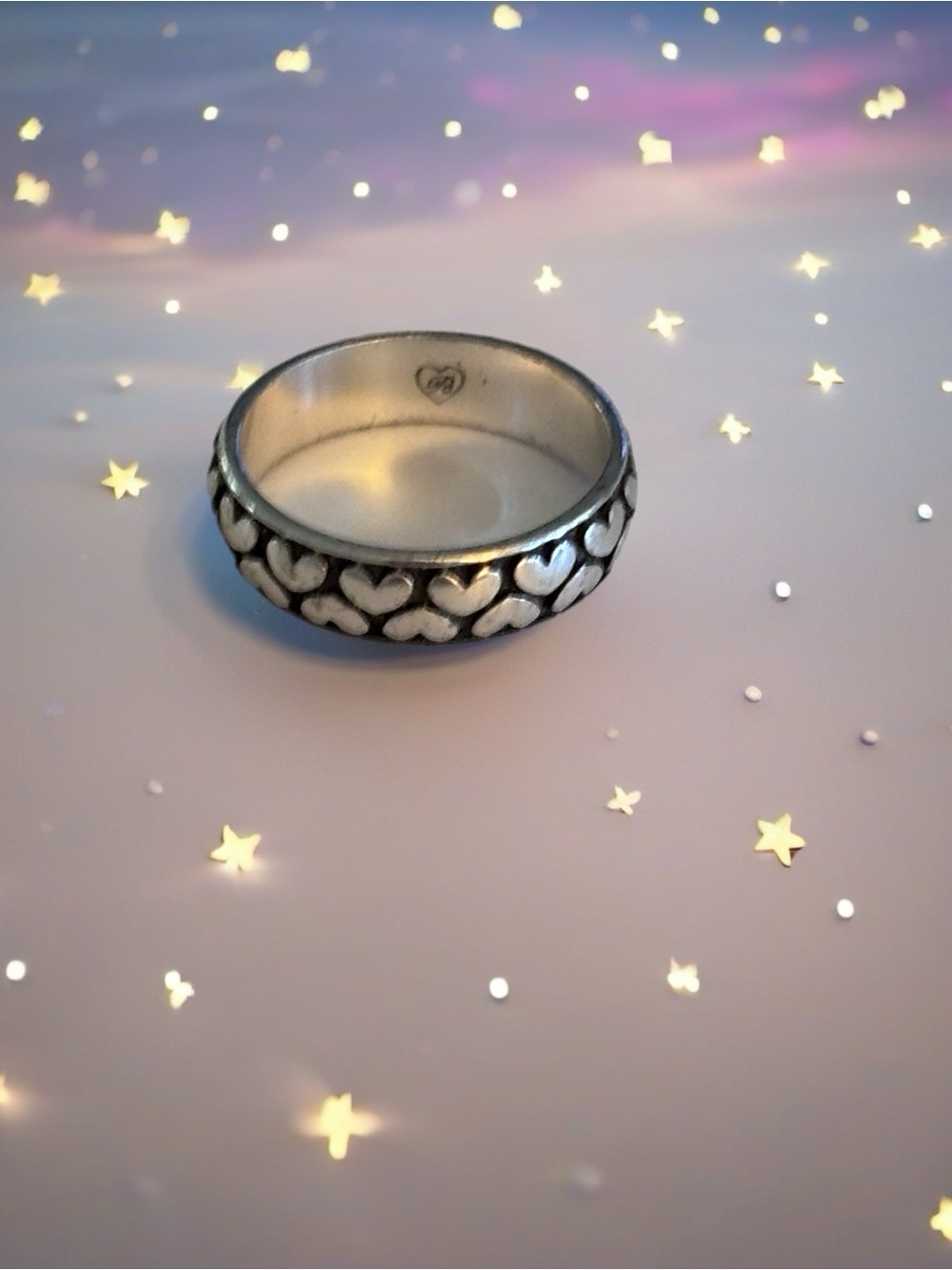 Brighton Silver Heart Motif Band Ring great stacking ring.
